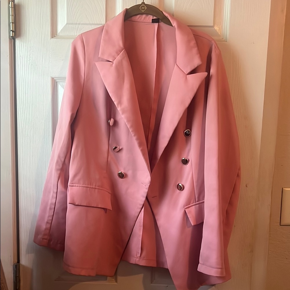 Pink Double-Breasted Women's Blazer